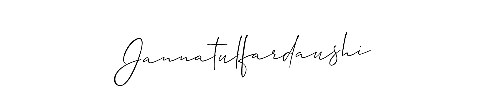 Design your own signature with our free online signature maker. With this signature software, you can create a handwritten (Allison_Script) signature for name Jannatulfardaushi. Jannatulfardaushi signature style 2 images and pictures png