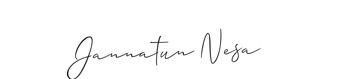 It looks lik you need a new signature style for name Jannatun Nesa. Design unique handwritten (Allison_Script) signature with our free signature maker in just a few clicks. Jannatun Nesa signature style 2 images and pictures png