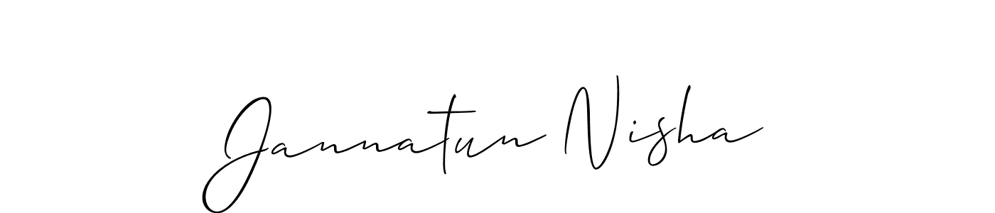 Also You can easily find your signature by using the search form. We will create Jannatun Nisha name handwritten signature images for you free of cost using Allison_Script sign style. Jannatun Nisha signature style 2 images and pictures png