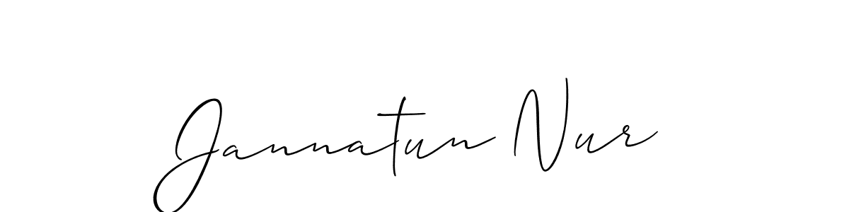 Create a beautiful signature design for name Jannatun Nur. With this signature (Allison_Script) fonts, you can make a handwritten signature for free. Jannatun Nur signature style 2 images and pictures png