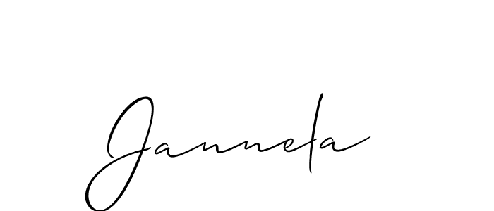 How to make Jannela signature? Allison_Script is a professional autograph style. Create handwritten signature for Jannela name. Jannela signature style 2 images and pictures png