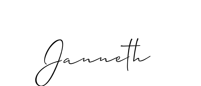 Design your own signature with our free online signature maker. With this signature software, you can create a handwritten (Allison_Script) signature for name Janneth. Janneth signature style 2 images and pictures png