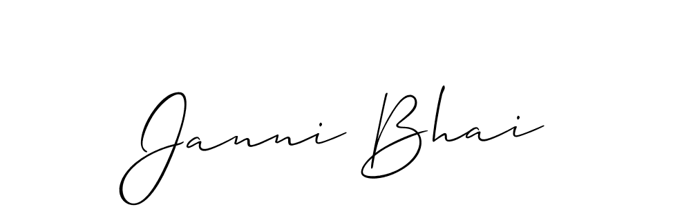 Also we have Janni Bhai name is the best signature style. Create professional handwritten signature collection using Allison_Script autograph style. Janni Bhai signature style 2 images and pictures png
