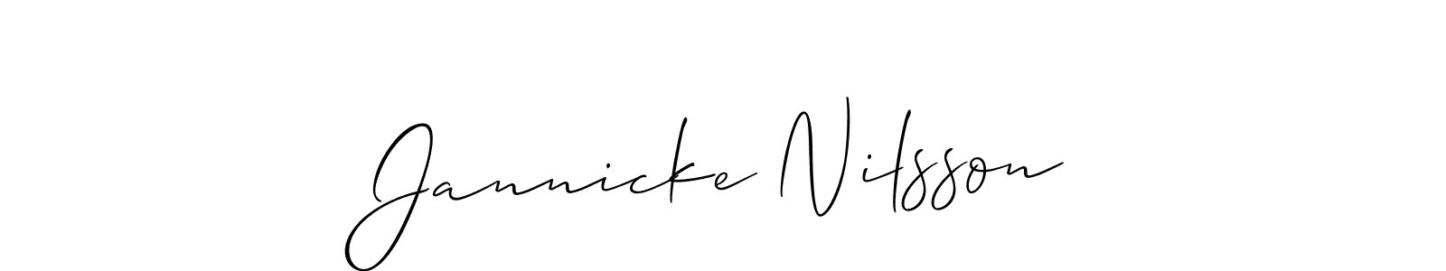 You should practise on your own different ways (Allison_Script) to write your name (Jannicke Nilsson) in signature. don't let someone else do it for you. Jannicke Nilsson signature style 2 images and pictures png