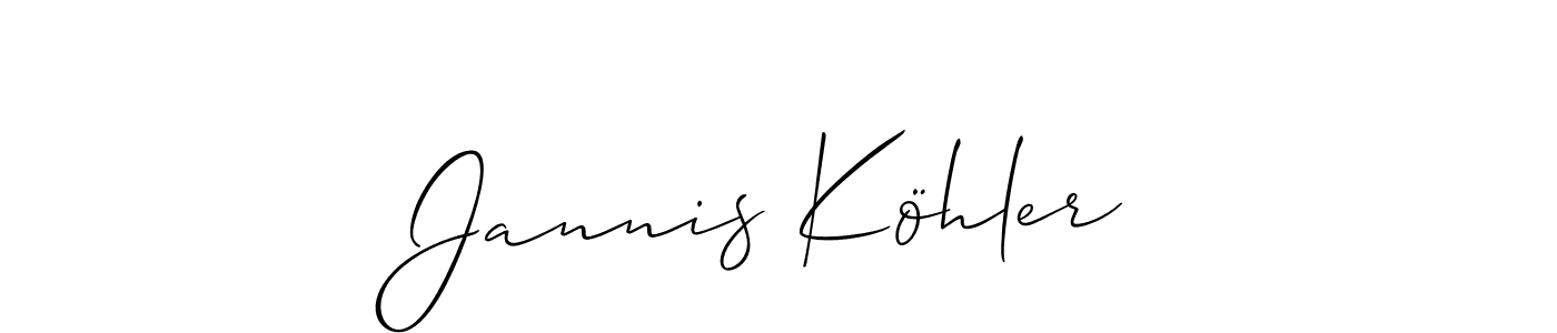 How to make Jannis Köhler signature? Allison_Script is a professional autograph style. Create handwritten signature for Jannis Köhler name. Jannis Köhler signature style 2 images and pictures png