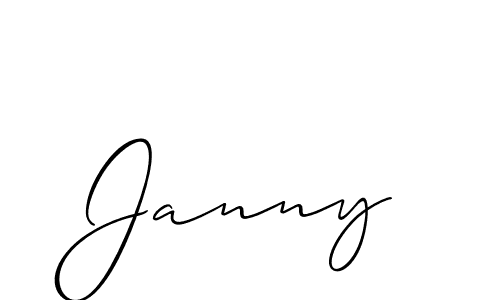 Use a signature maker to create a handwritten signature online. With this signature software, you can design (Allison_Script) your own signature for name Janny. Janny signature style 2 images and pictures png