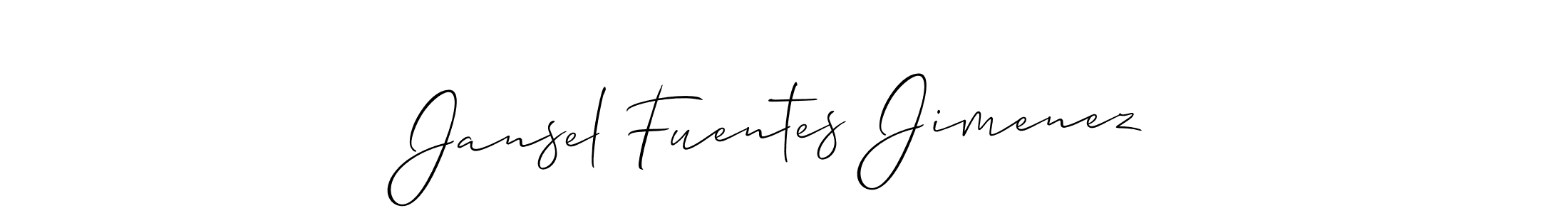 Similarly Allison_Script is the best handwritten signature design. Signature creator online .You can use it as an online autograph creator for name Jansel Fuentes Jimenez. Jansel Fuentes Jimenez signature style 2 images and pictures png