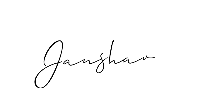 The best way (Allison_Script) to make a short signature is to pick only two or three words in your name. The name Janshav include a total of six letters. For converting this name. Janshav signature style 2 images and pictures png