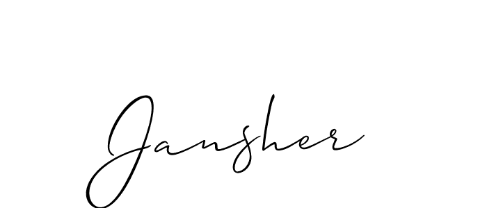 The best way (Allison_Script) to make a short signature is to pick only two or three words in your name. The name Jansher include a total of six letters. For converting this name. Jansher signature style 2 images and pictures png