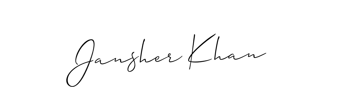 You should practise on your own different ways (Allison_Script) to write your name (Jansher Khan) in signature. don't let someone else do it for you. Jansher Khan signature style 2 images and pictures png