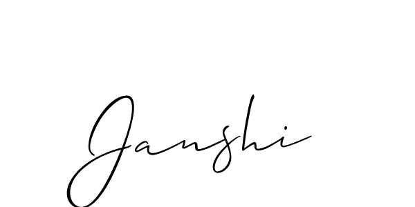 Design your own signature with our free online signature maker. With this signature software, you can create a handwritten (Allison_Script) signature for name Janshi. Janshi signature style 2 images and pictures png