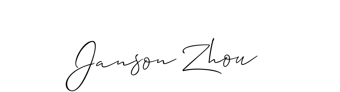 Make a short Janson Zhou signature style. Manage your documents anywhere anytime using Allison_Script. Create and add eSignatures, submit forms, share and send files easily. Janson Zhou signature style 2 images and pictures png