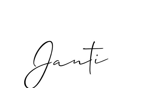 Use a signature maker to create a handwritten signature online. With this signature software, you can design (Allison_Script) your own signature for name Janti. Janti signature style 2 images and pictures png