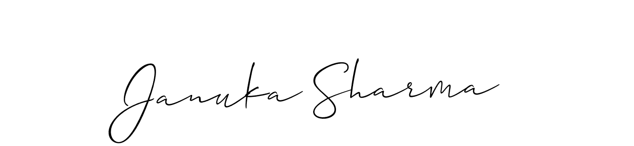 How to make Januka Sharma name signature. Use Allison_Script style for creating short signs online. This is the latest handwritten sign. Januka Sharma signature style 2 images and pictures png