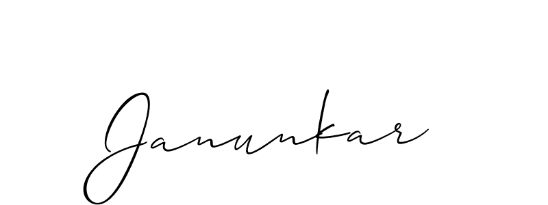 Create a beautiful signature design for name Janunkar. With this signature (Allison_Script) fonts, you can make a handwritten signature for free. Janunkar signature style 2 images and pictures png