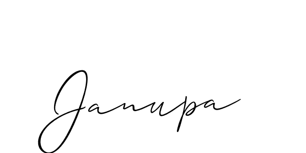 Allison_Script is a professional signature style that is perfect for those who want to add a touch of class to their signature. It is also a great choice for those who want to make their signature more unique. Get Janupa name to fancy signature for free. Janupa signature style 2 images and pictures png