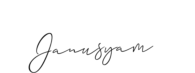 It looks lik you need a new signature style for name Janusyam. Design unique handwritten (Allison_Script) signature with our free signature maker in just a few clicks. Janusyam signature style 2 images and pictures png