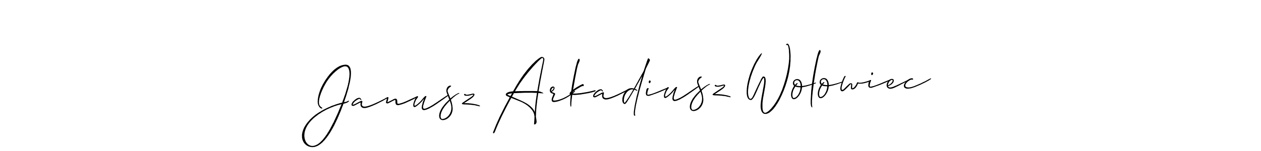 Janusz Arkadiusz Wolowiec stylish signature style. Best Handwritten Sign (Allison_Script) for my name. Handwritten Signature Collection Ideas for my name Janusz Arkadiusz Wolowiec. Janusz Arkadiusz Wolowiec signature style 2 images and pictures png