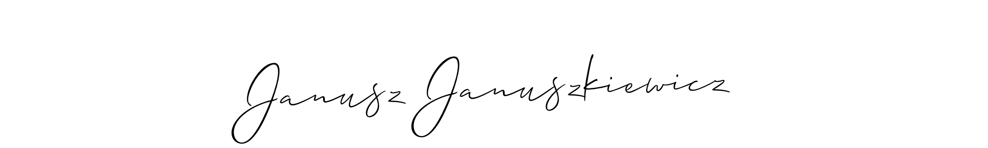 You should practise on your own different ways (Allison_Script) to write your name (Janusz Januszkiewicz) in signature. don't let someone else do it for you. Janusz Januszkiewicz signature style 2 images and pictures png