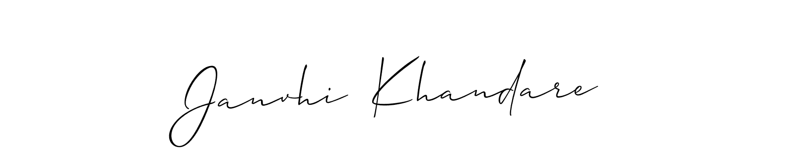 It looks lik you need a new signature style for name Janvhi  Khandare. Design unique handwritten (Allison_Script) signature with our free signature maker in just a few clicks. Janvhi  Khandare signature style 2 images and pictures png