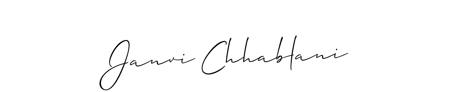 The best way (Allison_Script) to make a short signature is to pick only two or three words in your name. The name Janvi Chhablani include a total of six letters. For converting this name. Janvi Chhablani signature style 2 images and pictures png