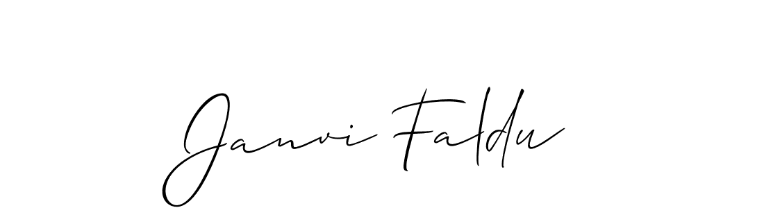 It looks lik you need a new signature style for name Janvi Faldu. Design unique handwritten (Allison_Script) signature with our free signature maker in just a few clicks. Janvi Faldu signature style 2 images and pictures png