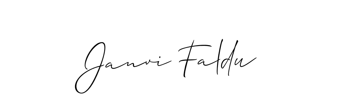 It looks lik you need a new signature style for name Janvi Faldu. Design unique handwritten (Allison_Script) signature with our free signature maker in just a few clicks. Janvi Faldu signature style 2 images and pictures png