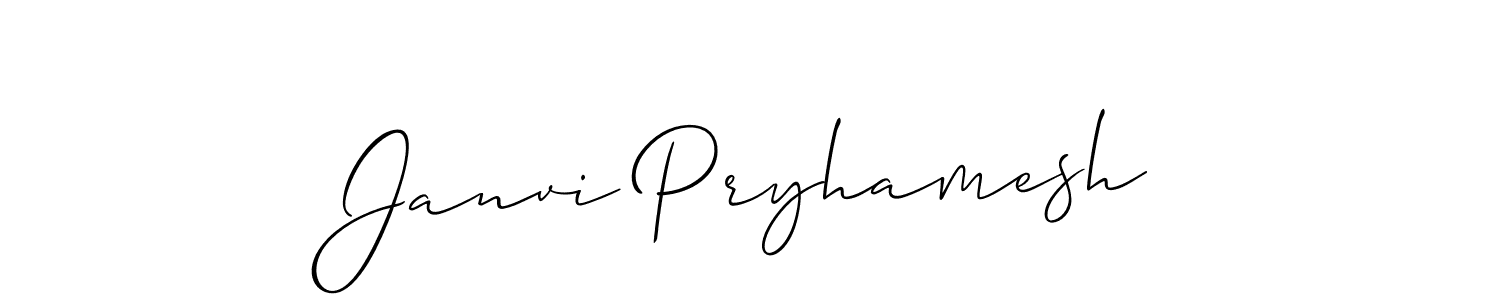 if you are searching for the best signature style for your name Janvi Pryhamesh. so please give up your signature search. here we have designed multiple signature styles  using Allison_Script. Janvi Pryhamesh signature style 2 images and pictures png