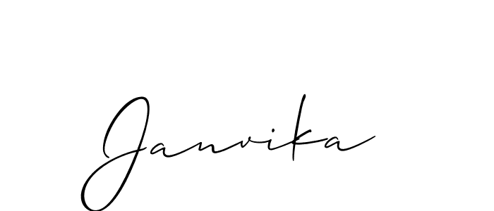 Use a signature maker to create a handwritten signature online. With this signature software, you can design (Allison_Script) your own signature for name Janvika. Janvika signature style 2 images and pictures png