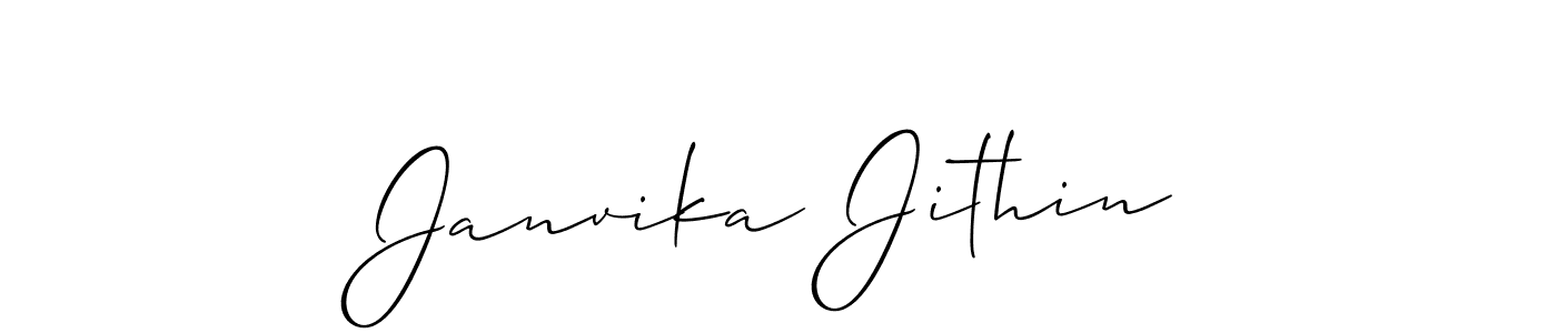 It looks lik you need a new signature style for name Janvika Jithin. Design unique handwritten (Allison_Script) signature with our free signature maker in just a few clicks. Janvika Jithin signature style 2 images and pictures png
