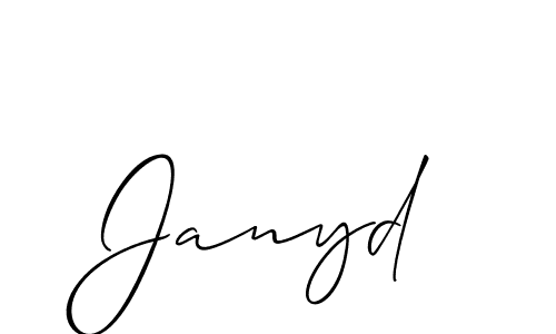 The best way (Allison_Script) to make a short signature is to pick only two or three words in your name. The name Janyd include a total of six letters. For converting this name. Janyd signature style 2 images and pictures png