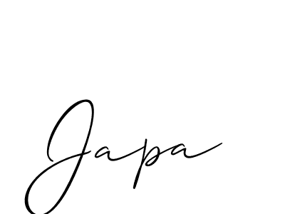 The best way (Allison_Script) to make a short signature is to pick only two or three words in your name. The name Japa include a total of six letters. For converting this name. Japa signature style 2 images and pictures png