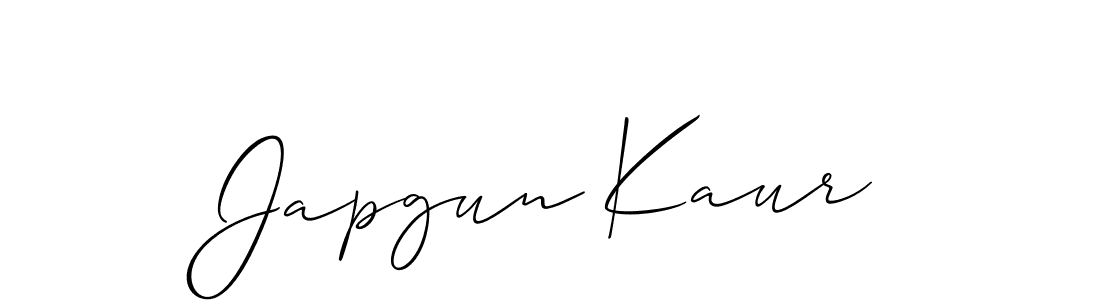 Allison_Script is a professional signature style that is perfect for those who want to add a touch of class to their signature. It is also a great choice for those who want to make their signature more unique. Get Japgun Kaur name to fancy signature for free. Japgun Kaur signature style 2 images and pictures png