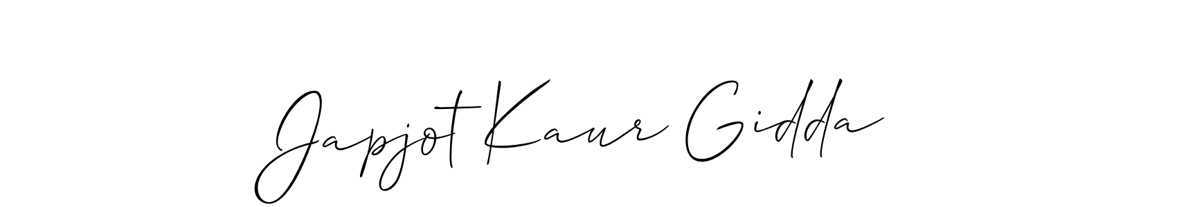 Design your own signature with our free online signature maker. With this signature software, you can create a handwritten (Allison_Script) signature for name Japjot Kaur Gidda. Japjot Kaur Gidda signature style 2 images and pictures png