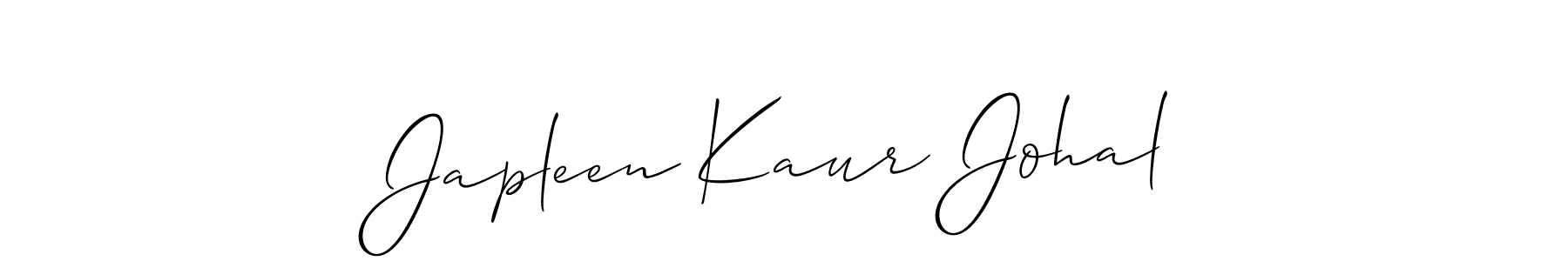 Make a beautiful signature design for name Japleen Kaur Johal. With this signature (Allison_Script) style, you can create a handwritten signature for free. Japleen Kaur Johal signature style 2 images and pictures png