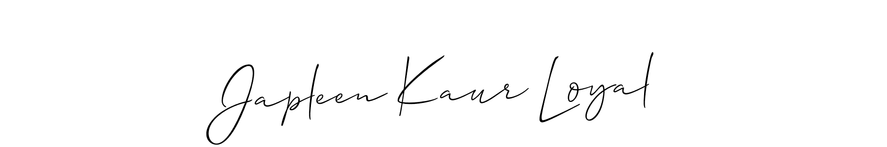 Also we have Japleen Kaur Loyal name is the best signature style. Create professional handwritten signature collection using Allison_Script autograph style. Japleen Kaur Loyal signature style 2 images and pictures png