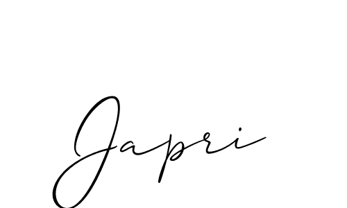 The best way (Allison_Script) to make a short signature is to pick only two or three words in your name. The name Japri include a total of six letters. For converting this name. Japri signature style 2 images and pictures png