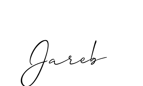 Use a signature maker to create a handwritten signature online. With this signature software, you can design (Allison_Script) your own signature for name Jareb. Jareb signature style 2 images and pictures png