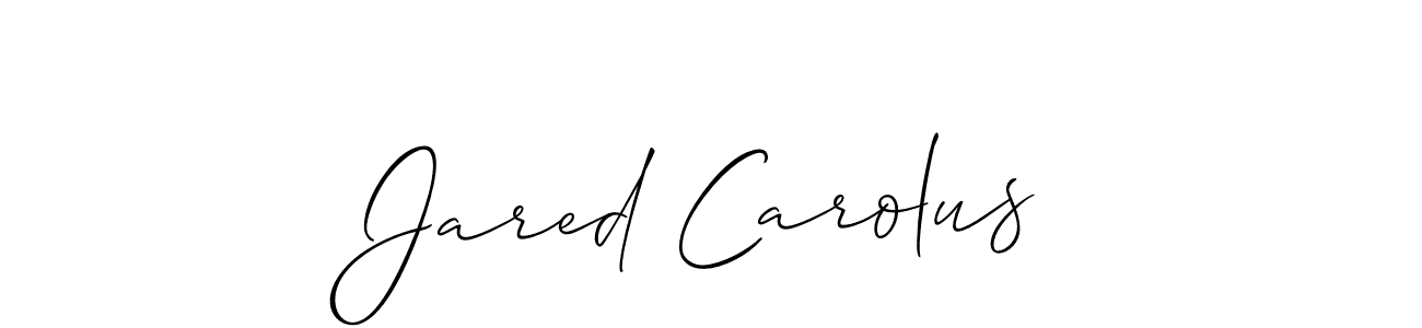 The best way (Allison_Script) to make a short signature is to pick only two or three words in your name. The name Jared Carolus include a total of six letters. For converting this name. Jared Carolus signature style 2 images and pictures png