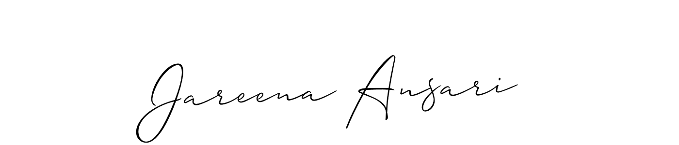 This is the best signature style for the Jareena Ansari name. Also you like these signature font (Allison_Script). Mix name signature. Jareena Ansari signature style 2 images and pictures png