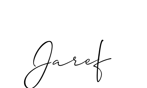 The best way (Allison_Script) to make a short signature is to pick only two or three words in your name. The name Jaref include a total of six letters. For converting this name. Jaref signature style 2 images and pictures png