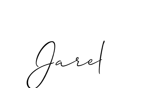 It looks lik you need a new signature style for name Jarel. Design unique handwritten (Allison_Script) signature with our free signature maker in just a few clicks. Jarel signature style 2 images and pictures png