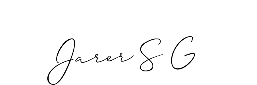 Make a beautiful signature design for name Jarer S G. With this signature (Allison_Script) style, you can create a handwritten signature for free. Jarer S G signature style 2 images and pictures png