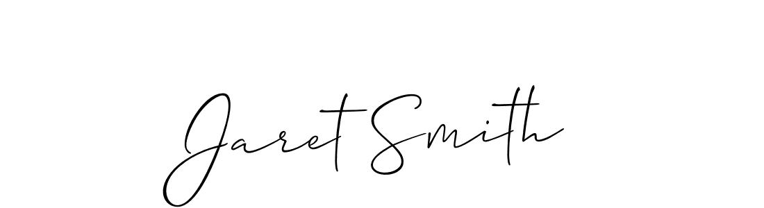 The best way (Allison_Script) to make a short signature is to pick only two or three words in your name. The name Jaret Smith include a total of six letters. For converting this name. Jaret Smith signature style 2 images and pictures png