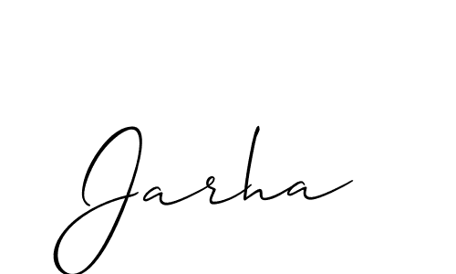 Design your own signature with our free online signature maker. With this signature software, you can create a handwritten (Allison_Script) signature for name Jarha. Jarha signature style 2 images and pictures png