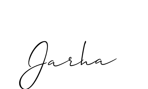 Design your own signature with our free online signature maker. With this signature software, you can create a handwritten (Allison_Script) signature for name Jarha. Jarha signature style 2 images and pictures png