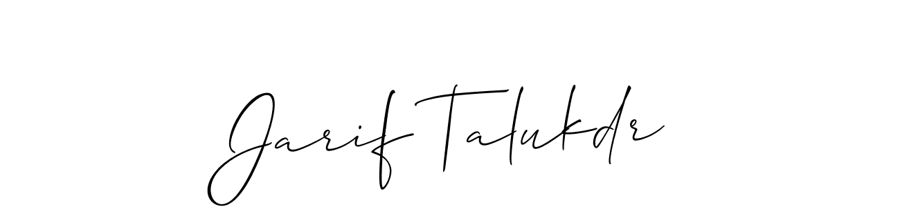 The best way (Allison_Script) to make a short signature is to pick only two or three words in your name. The name Jarif Talukdr include a total of six letters. For converting this name. Jarif Talukdr signature style 2 images and pictures png
