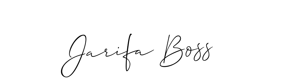 The best way (Allison_Script) to make a short signature is to pick only two or three words in your name. The name Jarifa Boss include a total of six letters. For converting this name. Jarifa Boss signature style 2 images and pictures png