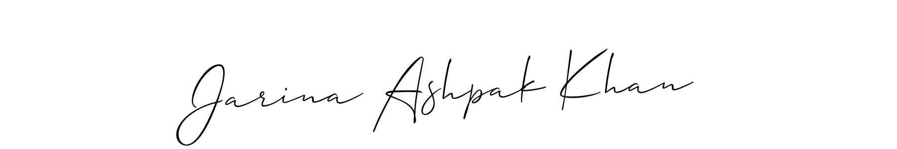 Also You can easily find your signature by using the search form. We will create Jarina Ashpak Khan name handwritten signature images for you free of cost using Allison_Script sign style. Jarina Ashpak Khan signature style 2 images and pictures png