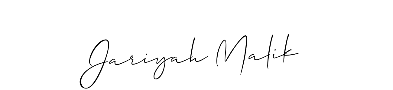 Similarly Allison_Script is the best handwritten signature design. Signature creator online .You can use it as an online autograph creator for name Jariyah Malik. Jariyah Malik signature style 2 images and pictures png